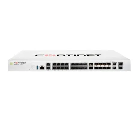 Thiết bị tường lửa FortiGate-100F : 22 x GE RJ45 ports (including 2 x WAN ports, 1 x DMZ port, 1 x Mgmt port, 2 x HA ports, 16 x switch ports with 4 SFP port shared media), 4 SFP ports, 2x 10G SFP+ FortiLinks, dual power supplies redundancy